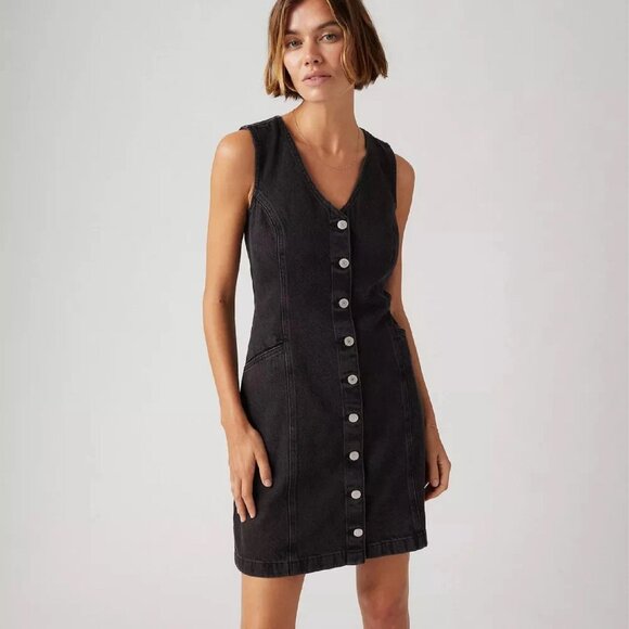 Levi's Dresses & Skirts - new Sz XL Levi's Women's Vianna Vest Dress in BLACK Denim (new w/ tags)